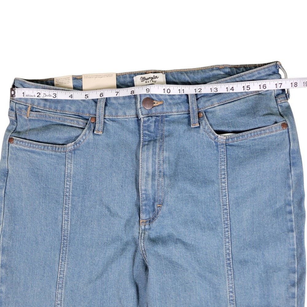 Wrangler Retro Bailey Trouser Women 33x34 Blue Denim High Rise Flare Leg Western - Picture 8 of 10